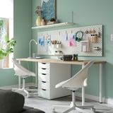 LAGKAPTEN / ALEX Birou, stejar vopsit alb/alb, 200x60 cm