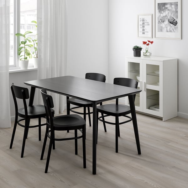 Lisabo Idolf Masă 4 Scaune Negru Negru Ikea
