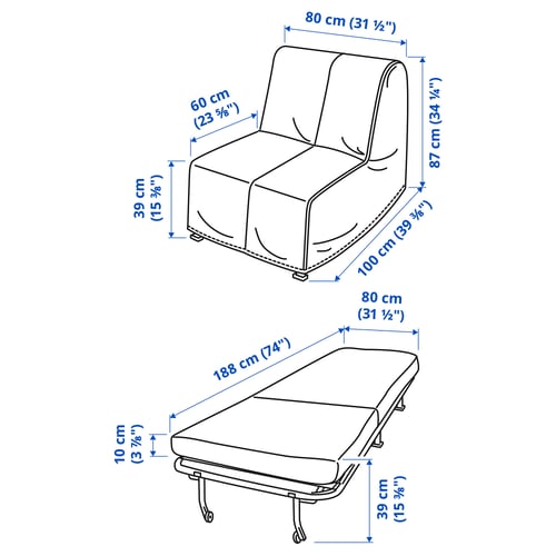 Ilustrație cu măsurători pentru produs: LYCKSELE LÖVÅS.