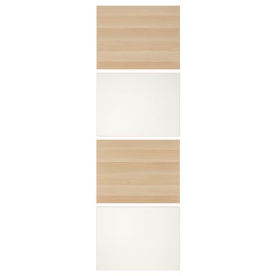 Uși pliante MEHAMN: culoare lemn deschis, plăci de fibre și folie de hârtie, design minimalist modern.