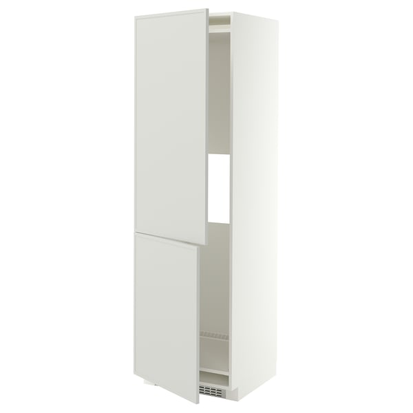 METOD Corp înalt frigider/congelator+2srt, alb/Aspudden gri, 60x60x200 cm