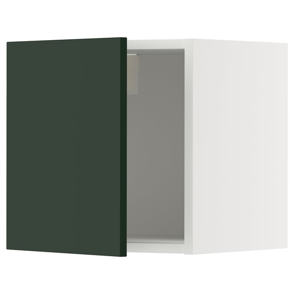 Un dulap METOD verde închis-argintiu. Este dreptunghiular, cu ușă batantă și design minimalist modern.