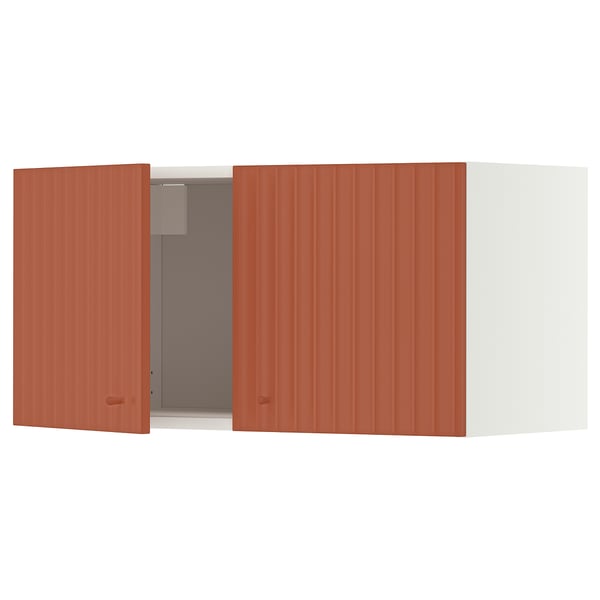 METOD Corp suspendat cu 2 uşi, alb/Terrsjö model ondulat roșu-maro, 80x40 cm