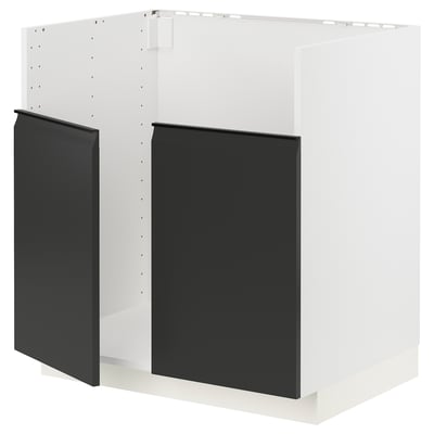 Unitate de bucătărie METOD: modernă, neagră cu cadru alb, formă pătrată, design elegant.