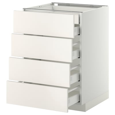 Unitate de bucătărie METOD albă cu patru sertare, design modern elegant.
