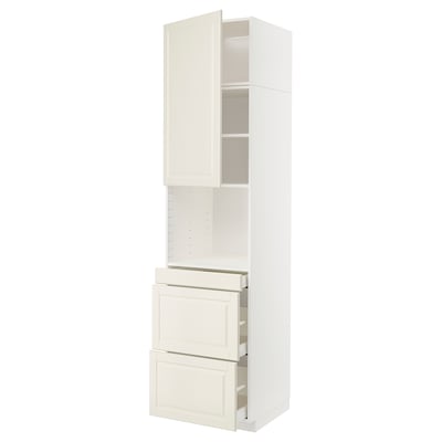 Unitate de bucătărie METOD în alb murdar cu margini teșite. Înalt, dreptunghiular, cu uși și sertare, design modern.