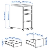 Ilustrație cu măsurători pentru produs: MICKE.