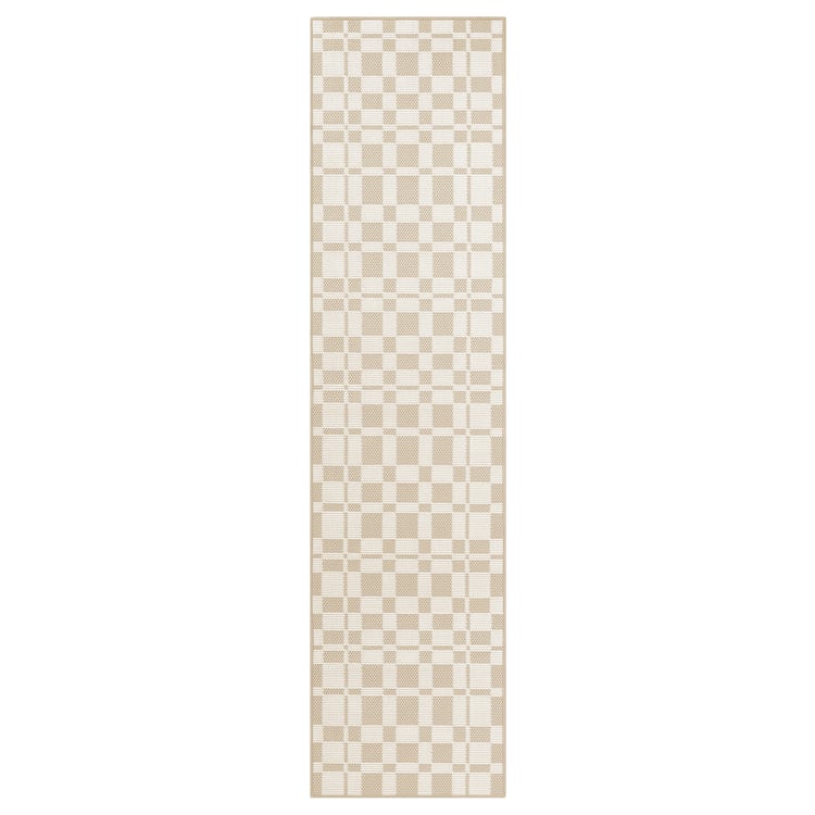 Caroi Design NATTÅG covoraş bucătărie, bej/caro, 45x180 cm - IKEA