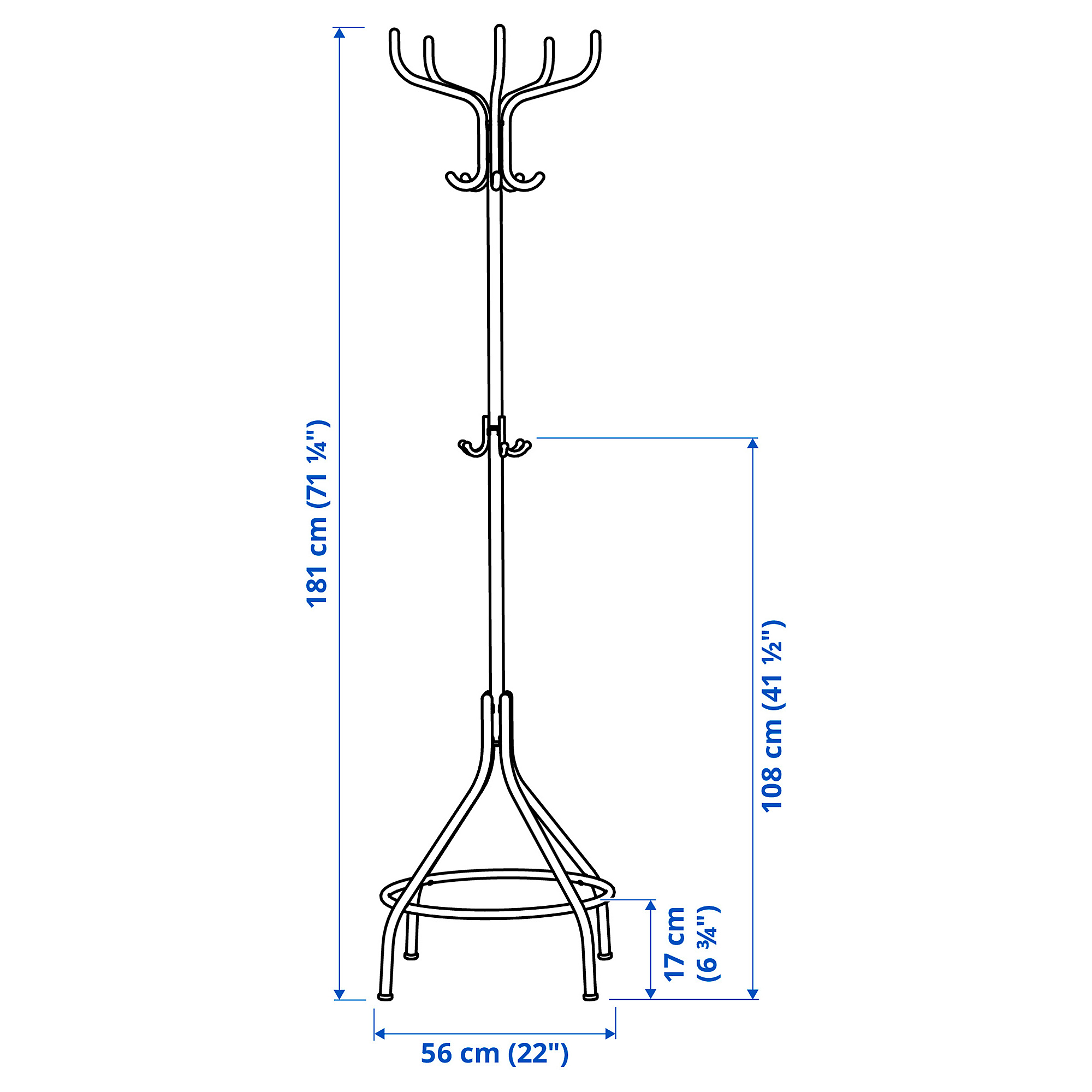 NIPÅSEN Cuier, negru, 181 cm