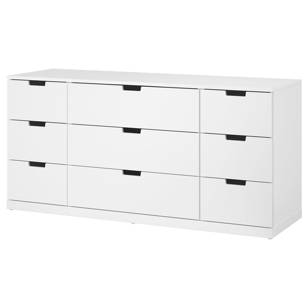 Comodă albă cu 6 sertare NORDLI, design modern elegant, finisaj alb pur, construcție robustă din lemn, linii drepte curate.