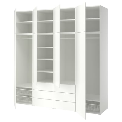 PLATSA Dulap cu 8 uși și 6 sertare, alb/FONNES alb, 240x57x241 cm