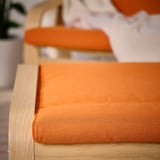 POÄNG Taburet, furnir stejar alb/Knisa portocaliu deschis