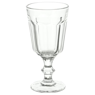 Un pahar transparent POKAL cu un design clasic, perfect pentru vin, apă sau deserturi. Are un model vertical striat și o bază distinsă.