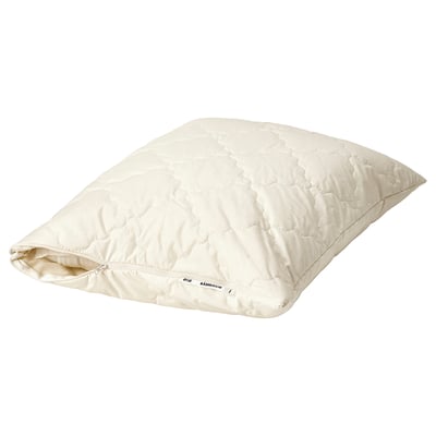 Protector de pernă din fildeș IKEA RÅDHUSVIN : bumbac și lână nevopsite, matlasat, pete și reglare a temperaturii.