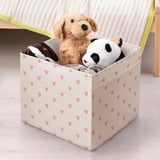 Cutie de depozitare pentru jucării cu model de inimă pentru rafturi de kalax, care conține animale de pluș.