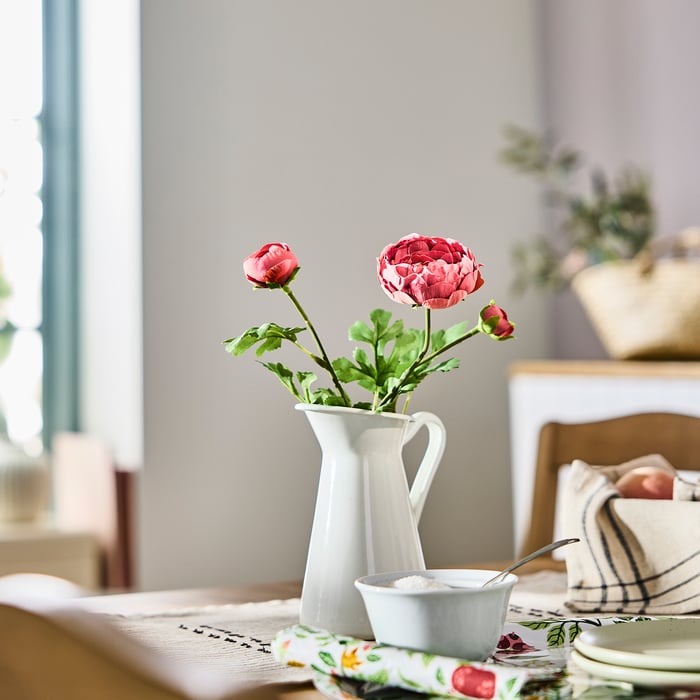 SMYCKA floare artificială, interior/exterior Ranunculus/roz închis, 52 ...