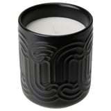 Lumânare neagră SÖTRÖNN în borcan din ceramică texturată cu ceai verde matcha și parfum de ghimbir.
