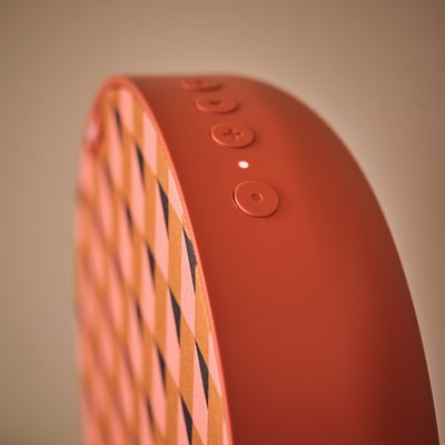 SOLSKYDD Boxă Bluetooth portabilă, portocaliu, 19 cm