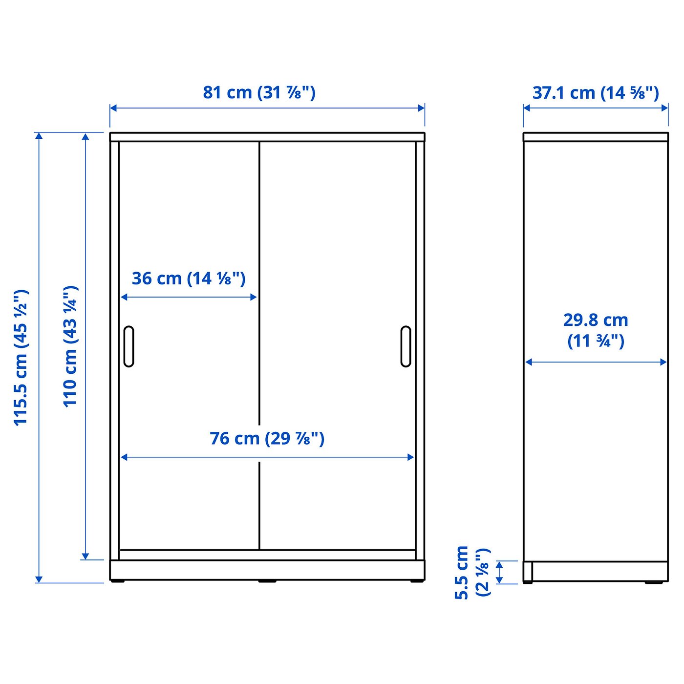 TONSTAD corp cu uşi glisante, alb murdar, 81x37x116 cm - IKEA