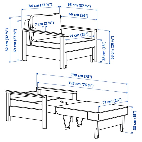 TORNSBORG Fotoliu extensibil, Naggen bej/pin