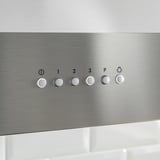 Panou de control pentru hota UPPFRISKANDE cu funcții de putere, viteză și lumină.