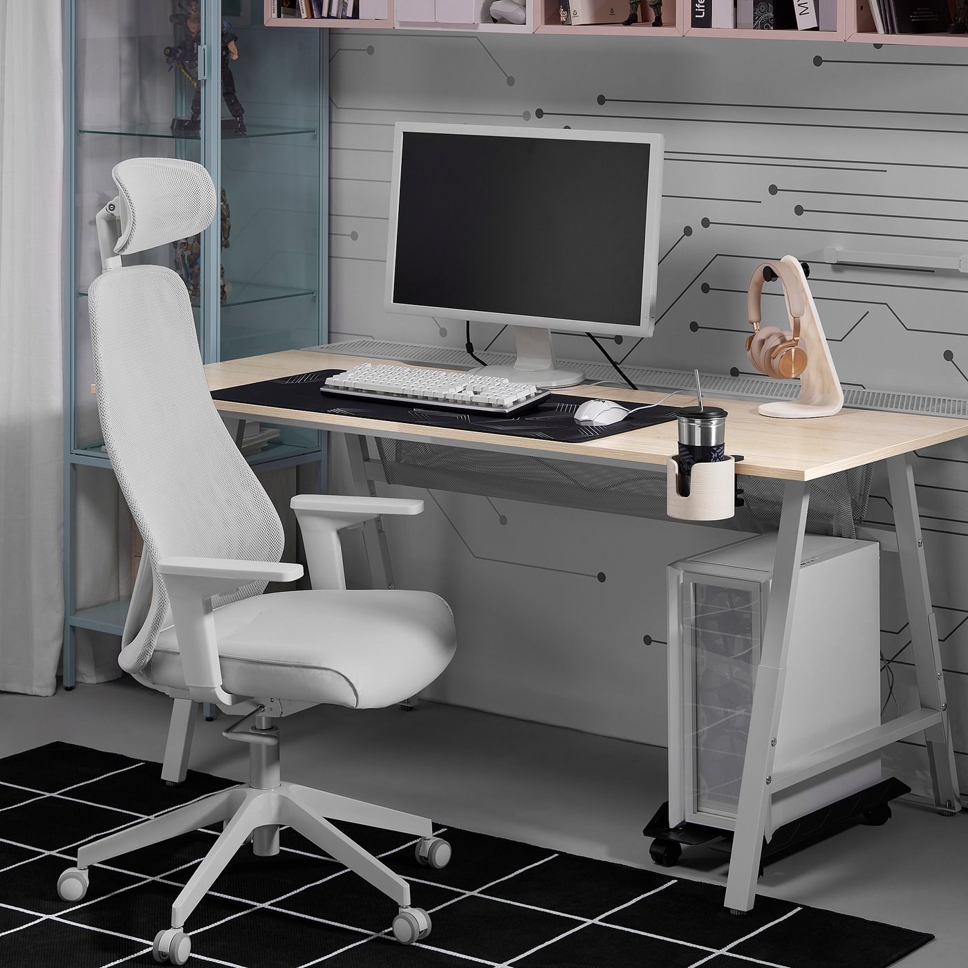 UTESPELARE / MATCHSPEL birou+scaun de gaming, aspect frasin/gri - IKEA