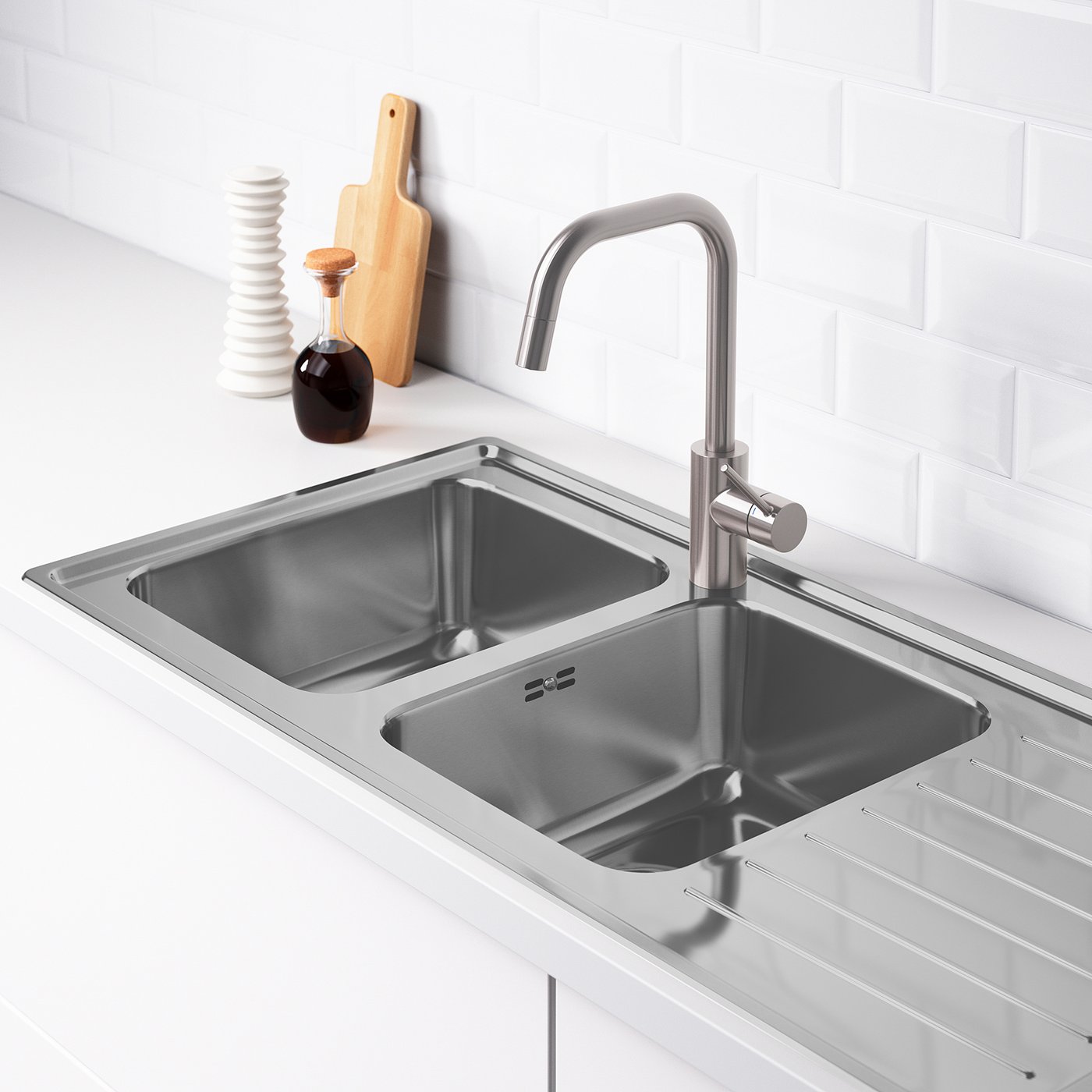 Vattudalen Chiuvetă Incorporată 2cuve Uscător Inox Ikea