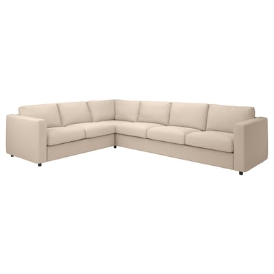 Canapea secțională VIMLE: crem, modernă, în formă de L, țesătură moale, design de colț