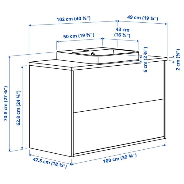ÄNGSJÖN / BACKSJÖN Postolje umiv. s fiokama/umivaonik
