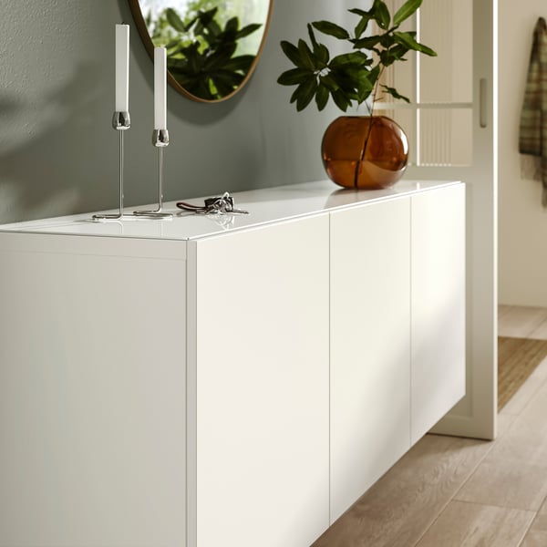 BESTÅ Gornji panel, staklo/bela, 180x40 cm