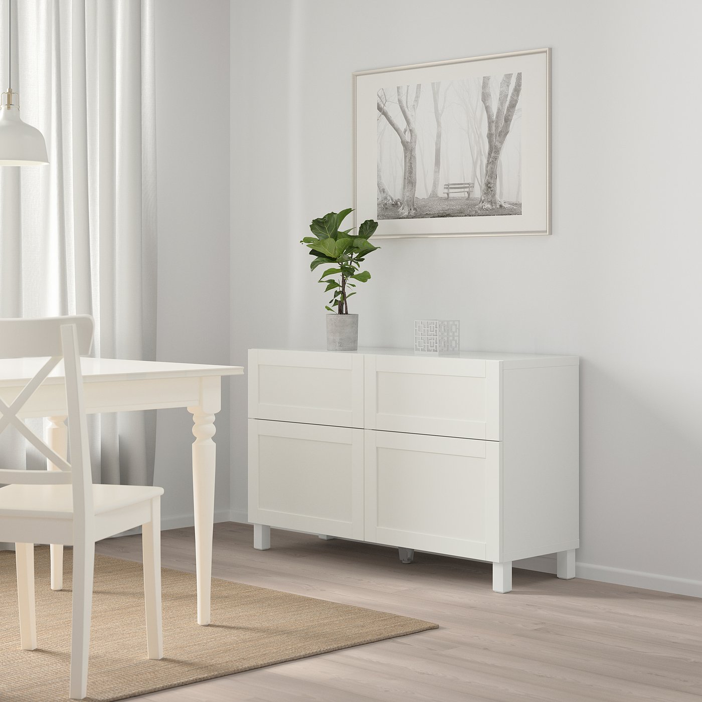 BESTÅ Komb.odlaganje s vratima/fiokama, bela/Hanviken/Stubbarp bela, 120x42x74 cm