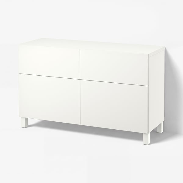 BESTÅ Komb.odlaganje s vratima/fiokama, bela/Lappviken/Stubbarp bela, 120x42x74 cm