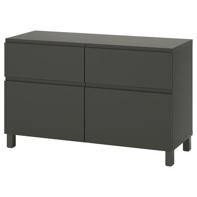 BESTÅ Komb.odlaganje s vratima/fiokama, tamnosiva/Västerviken/Stubbarp tamnosiva, 120x42x74 cm