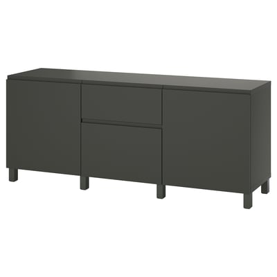 BESTÅ Kombin. odlaganje s fiokama, tamnosiva/Västerviken/Stubbarp tamnosiva, 180x42x74 cm