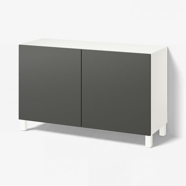 BESTÅ Kombin. odlaganje s vratima, bela/Lappviken/Stubbarp tamnosiva, 120x42x74 cm