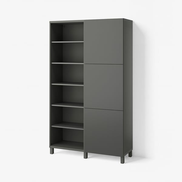 BESTÅ Kombin. odlaganje s vratima, tamnosiva/Lappviken/Stubbarp tamnosiva, 120x42x202 cm