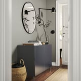 BESTÅ Kombin. odlaganje s vratima, tamnosiva/Riksviken imitacija tamnog brušenog kalaja, 120x42x74 cm