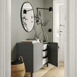 BESTÅ Kombin. odlaganje s vratima, tamnosiva/Västerviken/Stubbarp tamnosiva, 120x42x74 cm