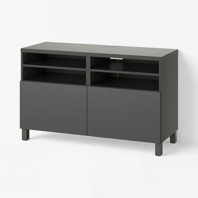 BESTÅ TV stalaža s vratima, tamnosiva/Lappviken/Stubbarp tamnosiva, 120x42x74 cm