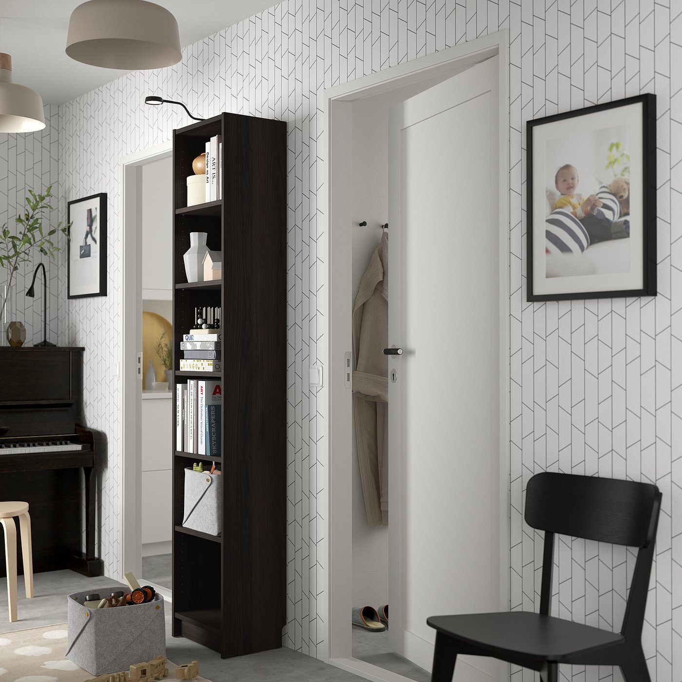 BILLY Biblioteka, tamnosmeđa im. hrastovine, 40x28x202 cm