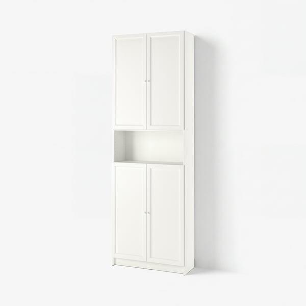 BILLY / OXBERG Biblioteka s vratima/dod. elementom, bela, 80x30x237 cm