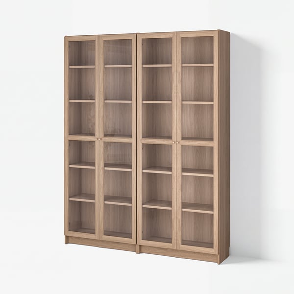 BILLY / OXBERG Komb.biblioteke sa stakl. vratima, im. hrastovine, 160x202 cm