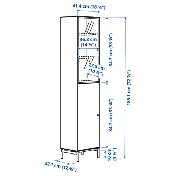 BOASTAD Visoki element, crna/hrastov furnir, 41x32x185 cm
