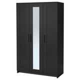 BRIMNES Garderober s 3 vrata, crna, 117x190 cm