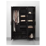 BRIMNES Garderober s 3 vrata, crna, 117x190 cm