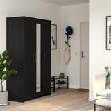 BRIMNES Garderober s 3 vrata, crna, 117x190 cm