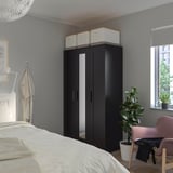 BRIMNES Garderober s 3 vrata, crna, 117x190 cm