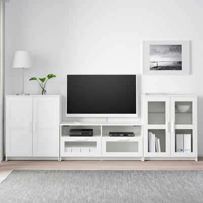 BRIMNES TV komb.odlaganje/staklena vrata, bela, 276x41x95 cm