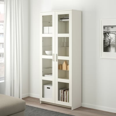 BRIMNES Vitrina, bela, 80x190 cm