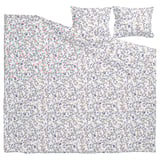 BRUDKRUSBÄR Jorganska navlaka i 2 jastučnice, bela raznobojno/cvetna šara, 200x200/50x60 cm